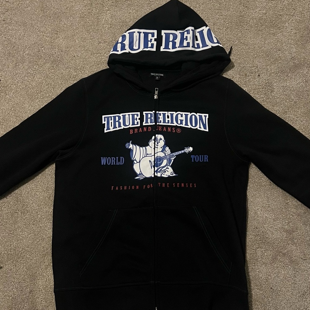True Religion Charcoal Hoodie with Logo Tag